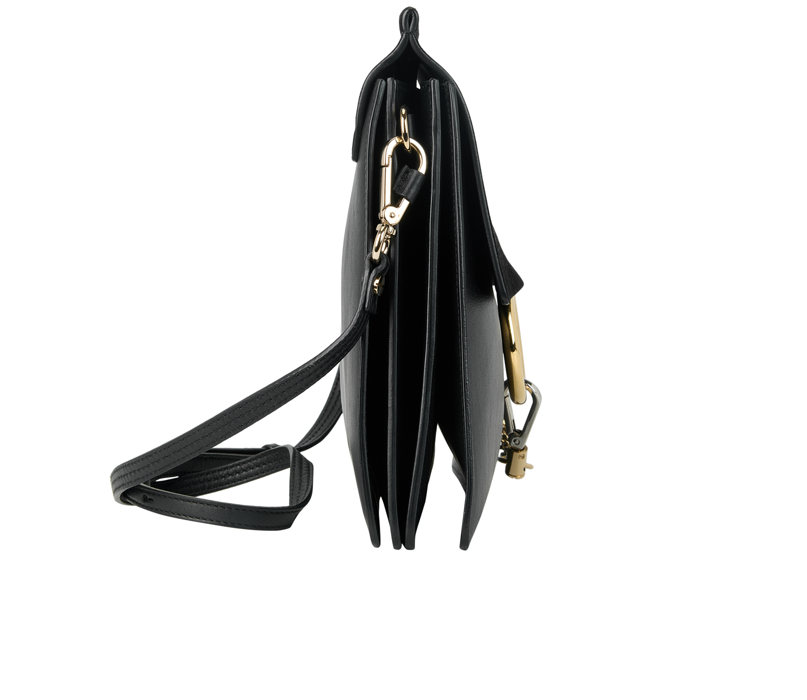 Medium Faye, &pound;350, Handbags, Black, Leather/Suede, Side view